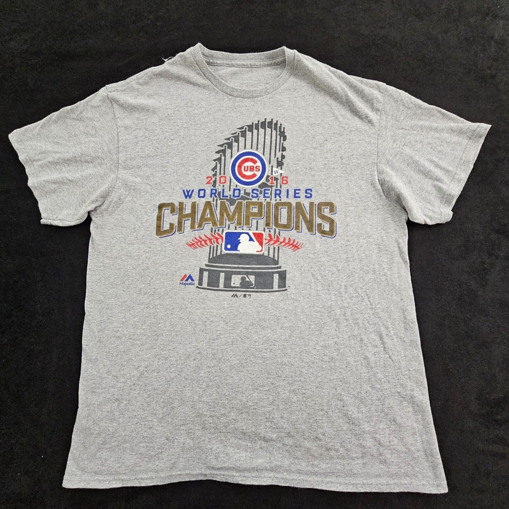 Chicago Cubs 2016 World Series Gray Short Sleeve T-Shirt Men's L